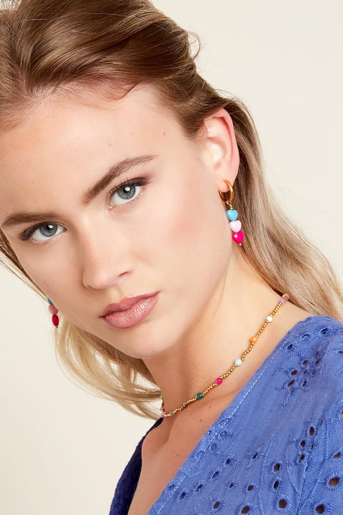 Bunte Herz-Ohrringe - #summergirls-Kollektion Rosa Edelstahl h5Bild3